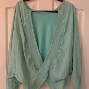 Mint Green Free People Cropped Sweatshirt
